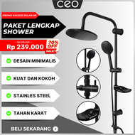 CEO Shower 1 Set Paket Lengkap Shower Kamar Mandi Panas Dingin Shower Stainless Steel Hitam