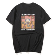 Funny More Espresso Less Depresso Cat T-Shirt Coffee Cat Trendy Graphic T Shirt Men Women Haruku Cot