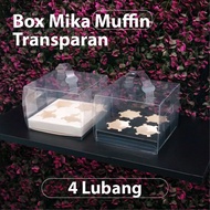 Transparent Mica Muffin Box - 4 Holes - Cupcake Box