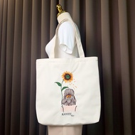 [Embroidered bag] Girl's embroidered canvas tote bag with zipper size 39x37x6cm TT01