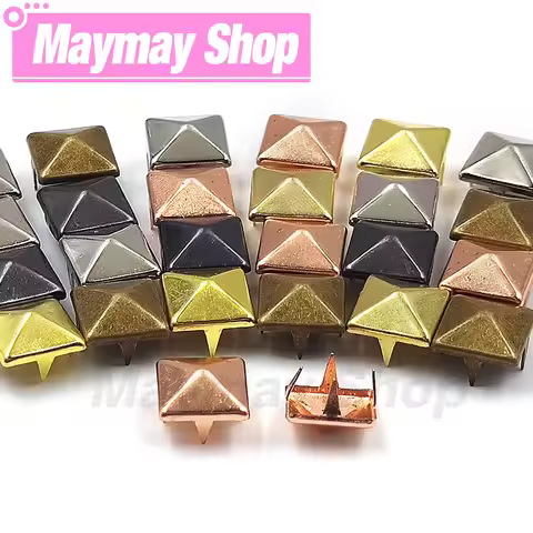 100Pcs 6-12mm Metal Rivets Square Spike Studs Pyramid Rivets For Leathercraft/Clothes/Shoes/Bags/Bel