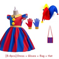 ชุดเดรสคอสเพลย์ The Amazing Digital Circus Pomni สําหรับเด็ก อายุ 3-12 ปี เหมาะกับปาร์ตี้ฮาโลวีน
