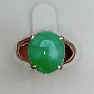 Size 57 Genuine Burmese Jade Ring 9.7 11 3.5 Mm 92.5 Pure Silver