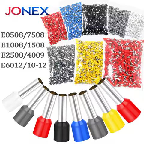 1000PCS Tubular Crimp Terminals Electrical Wire Cable Connectors E0508 E7508 E1008 E1508 E2508 E4009