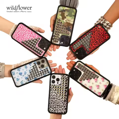 Fashion design 3D silver solid rivet leopard Wildflower Phone Case For iPhone 15 13 12 14 17 16 Pro 