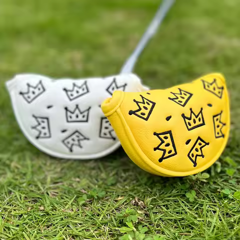 1pc Cheese Crown Design Golf Putter Cover, Small Half-Mallet Semi-Circular Putter Head Cover, PU wit