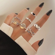 Fashion Set Ring Plain Ring Heart Ring 7-Piece Set