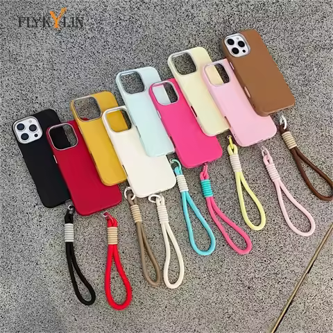 Luxury Leather Texture Soft TPU Lanyard Case For Honor X9A X9B X9 X8A X8B X7A X7B X6A X6B X6S Solid 