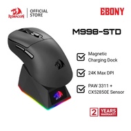Redragon Ebony M998 Triple Mode Gaming Mouse BT 2.4G Wired Dual 8K With Charging Dock LCD Screen