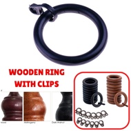 Accessory Wooden Curtain Rod / Aksesori Kayu Langsir - Ring with Clips / Gelang Langsir Kayu