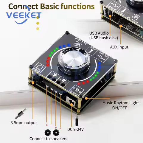 100W*2 Digital HiFi Audio Amplifier Board XY-D100H Bluetooth 5.1 100W+100W 2.0 Channel Stereo Sound 