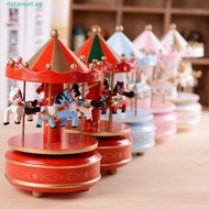 DATANEST​ Carousel Music Box, Christmas Carousel Wooden Rotating Wooden Music Box, Christmas Horse C