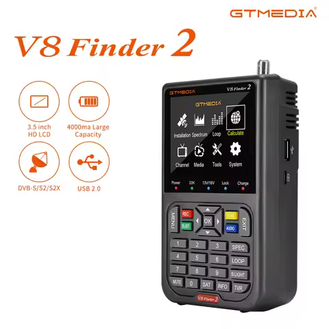 Gtmedia V8 Finder2 Satellite Finder with Bag, 3.5 Inch High Definition Tft Lcd Screen and 1080P Reso