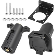 7 Way Trailer Connector Kit 7 Pin Trailer Wiring Harness Connector Set with Mounting Bracket, Traile