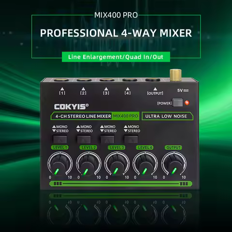 4 Channel Professional Sound Mixer With RGB Light Mini Audio Mixer Line Mixer Small Audio Mixer For 