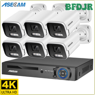 BFDJR ใหม่ระบบกล้องวงจรปิด4K ไมโครโฟน8MP CCTV POE บ้านภาพสี NVR AI บ้านวิดีโอกล้องวงจรปิดกลางแจ้งชุด HRSNF