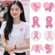 New Pink Ribbon Brooch Alloy Oil Dripping Badge Care for Women Anti-Ailment Activities Promotion Log