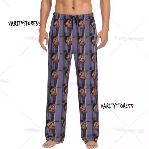 Custom Funny Joey Tribbiani Pajama Pants for Men Classic TV Show Friends Sleepwear Lounge Sleep Bott