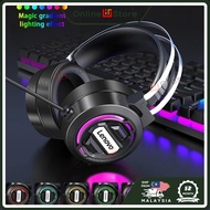 Lenovo H401 Headphone Gaming Wired With Mic 7.1 Stereo Earphone LED Color Light For Game Players