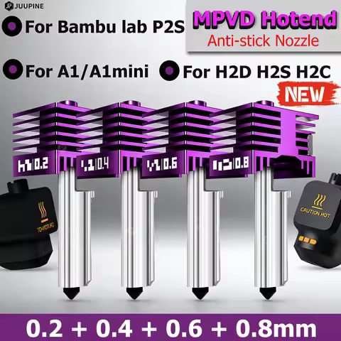 MPVD Hotend For Bambu Lab H2D H2S H2C P2S Hotend Hardened steel 0.2/0.4/0.6/0.8mm Hotend For A1 A1mi