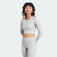 adidas Lifestyle Essentials Rib Long Sleeve Tee Women Grey IJ5386