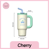 NEW🌟แก้วน้ำเก็บความเย็น Milk & Moo 🐮🍒 สแตนเลส SUS 316 เก็บเย็นได้นาน หูจับใหญ่พกสะดวก Lassiedecor