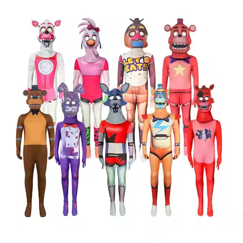 Anime Halloween FNAF Cosplay Jumpsuit Game Foxy Chica Freddy Fazbear Cosplay Costume Five Nights Fre