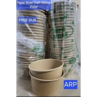 Paper Bowl CRAFT 650ML PRICE OF BOWL + LID/Paper Bowl Brown-CRAFT 650ML PRICE OF BOWL + LID