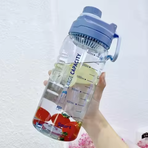 1500ML 50 Oz Large Capacity Cold Water Bottle with Filter BPA Free Leak Proof Drinking Mark Make Sur