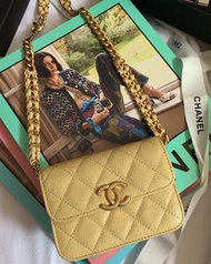 Chanel 20cm 22 cf 小雞黃 銀包 mini bag woc wallet on chain clutch classic flap 廢包