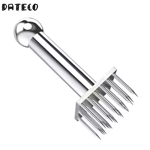 Stainless Steel Meat Needles Pounders with Wooden Handle Profession Meat Tenderizer Needle For Beef 