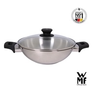 WMF Party Wok w/ Glass Lid 28cm | Easy to Clean | Dishwasher Safe | 0739456040