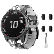 26mm Quick Easy Fit Camouflage Silicone Watch Band Compatible for Garmin Fenix 7x/Fenix 6x Pro/Fenix