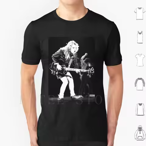 Angus Young T Shirt DIY Big Size 100% Cotton Angus Young Guns N Roses Slash Jimmy Page Kieth Richard
