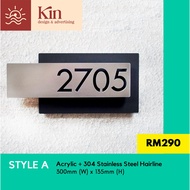 KIN - Customized Modern House Number Plate Stainless Steel House number plate