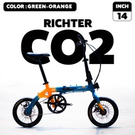 จักรยานพับ Richter รุ่น CO2 14นิ้ว แถมฟรีไฟหน้า-ไฟท้าย+ล้อคจักรยาน  (มีจัดส่งพร้อมขี่เป็นคัน 100%+รับประกัน)