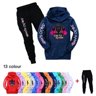 Squid Game Boys Hoodie Girls Sweater Hooded Trousers Set Pocket Fashion Sweater + Sports Trousers 1373XX Autumn Kids Clothing Set