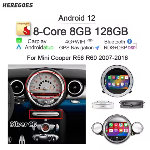 8G 128GB Auto Android 13 Car Radio GPS Player Carplay Navigation Wifi For Mini Cooper Countryman R55