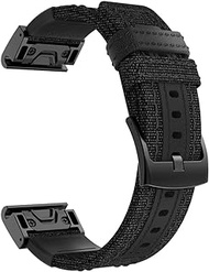 GANYUU 26mm Nylon Leather Watchband for Garmin Fenix 7X 6X Pro 5X Plus Smart Wrist Band Strap for Garmin Fenix 3 3HR / Enduro Bracelet