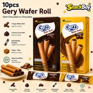 **10pcs Gary Wafer Roll Individual Pack / Chocolate & Dark Chocolate Flavours** Snackboy