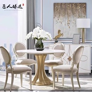 American Light Luxury Park Avenue Solid Wood Marble Dining Table French High-End Cream Style Simple 