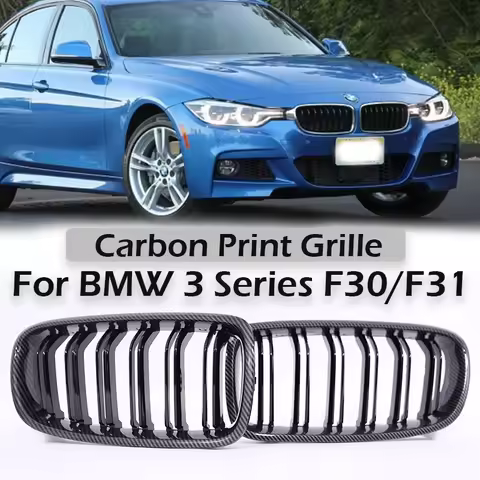 Carbon Fiber Print Frame M Color Grille ABS Kidney Grill For BMW 3 Series F30 F31 F35 2012-2019 320i