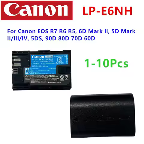 New Original LP-E6NH Battery 2130mAh for Canon EOS R7 R6 R5, 6D Mark II, 5D Mark II/III/IV, 5DS, 90D