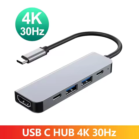For Laptop 5 in 1 USB C HUB 4K 30Hz PD100W Dock USB-C 3.1 Splitter Type-C to HDMI Adapter for MacBoo