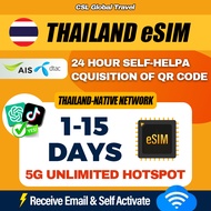 【CSL】Thailand eSIM | 1-15 Days High Speed | UNLIMITED HOTSPOT +Call | Thailand Travel Prepaid Sim Ca