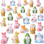 Simgoing 28 Pcs Easter Gnomes Fairy Resin Statues Dwarfs Miniature Garden Accessories Mini Gnome Figurine Resin Gnome Figures Kit for Flower Pot Decoration Landscape Terrarium Ornament Outdoor Indoor