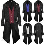 Steampunk Men Gothic Victorian Jacket Vintage Purple Veet Tailcoat Medieval Frock Coat Uniform