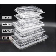 [100PCS] H3/1H/2H/3H/H1 BENXON Plastic Food Clamshell NO LOCK / Bekas Kuih / Clear Food Box
