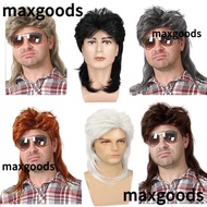 MAXGOODS1 70s 80s Rockstar Wig, Punk Breathable Cosplay Wig, Vintage Medium Length Fluffy Mullet Wig