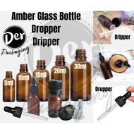 50 pcs Amber Glass Bottle Essential Oil Bottle Dropper Dripper 5ml, 10ml, 15ml, 20ml, 30ml, Amber Gl